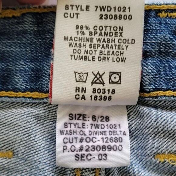 Lucky Brand Dungarees Straight Leg Distressed Jeans Blue Women Size 6 - Picture 10 of 10